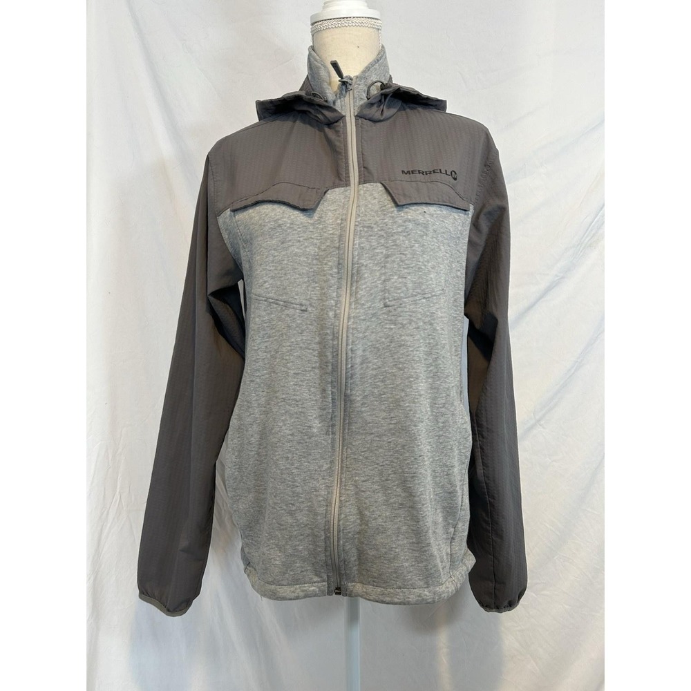 Merrell Hooded Proterra Hybrid Jacket Mens Gray Full Zip Ripstop Activewear S/P